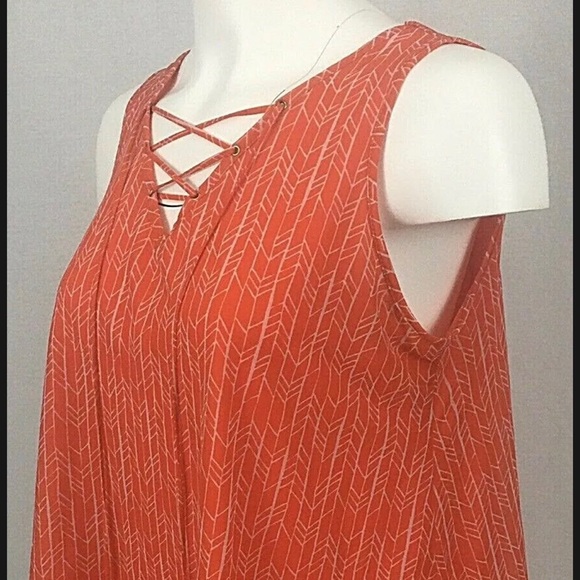 Worthington Women Medium Tunic Top Sleeveless Boho Sheer Lined Stretch - Picture 11 of 12